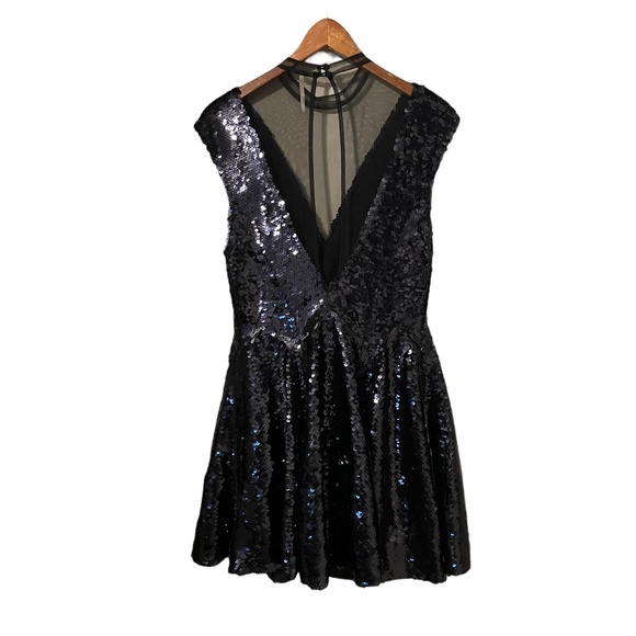 Free People Til Dawn Sequin Sparkle Mini Fit and Flare Skater Dress Size XS - Picture 5 of 6